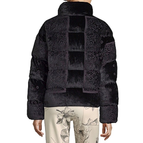 Moncler Labbe Printed Velvet Puffer Coat - Picture 3 of 14